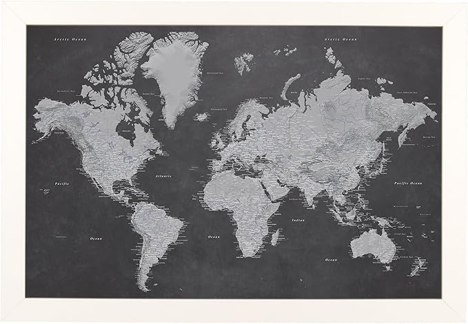 Push Pin Travel Maps - Stormy Dreams World - Textured White Framed Pin Map for Tracking Your Travels - 27.5" x 39.5" - 8 Handcrafted Frame Options - Made in USA - Ideal for Any Traveler