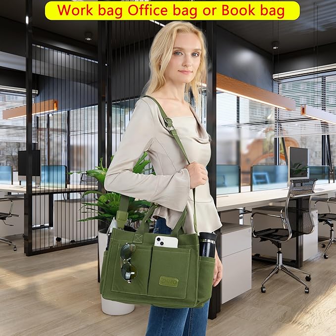 Canvas Tote Bag for Women,Women's Bags Crossbody Bags Work Laptop Tote Bag Large Handbags Purse for Travel Nurse Teacher