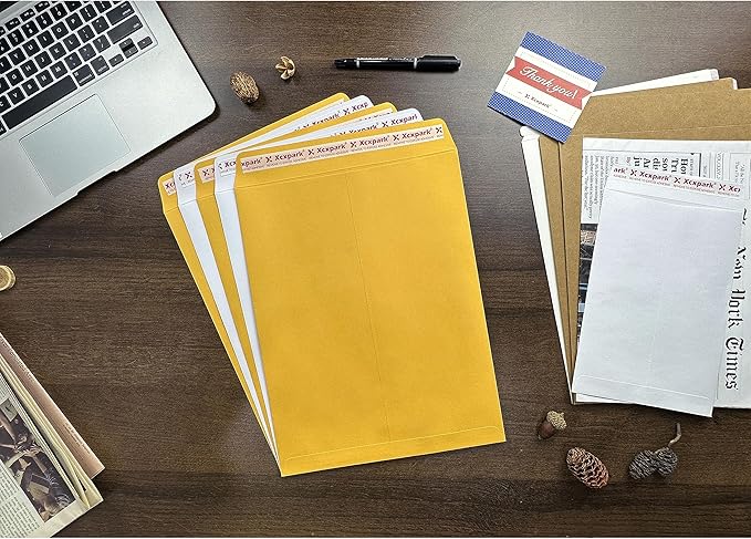 Xxcxpark 250 PCS 10x13 inches Security Catalog Envelopes Printable Self Seal Envelopes, Anti Tear White Kraft Envelopes for Invitation Cards, Pictures, Photos, Documents