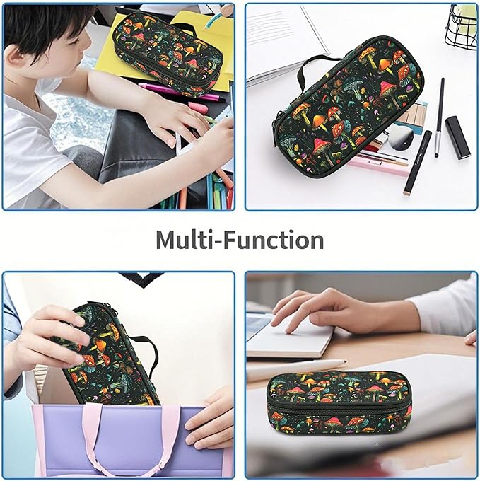 Mushroom Pencil Case Pencil Pouch Large Capacity Pen Bag School Office Organizer Stationery Storage Box For Girls Boys Teen Kids