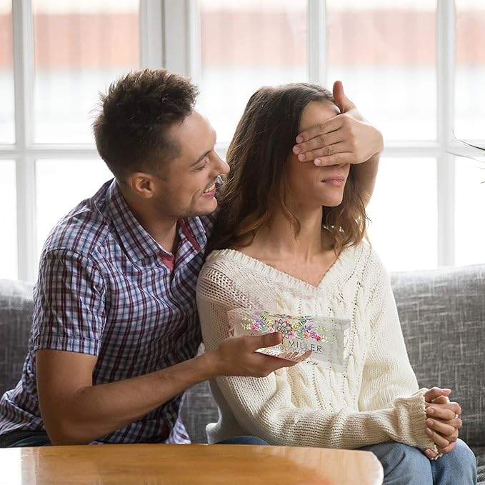 Artblox Office Desk Name Plate Personalized | Custom Name Plates for Desks | Succulents Design On Clear Acrylic Glass | Office Desk Decor - (8" x 2.5")