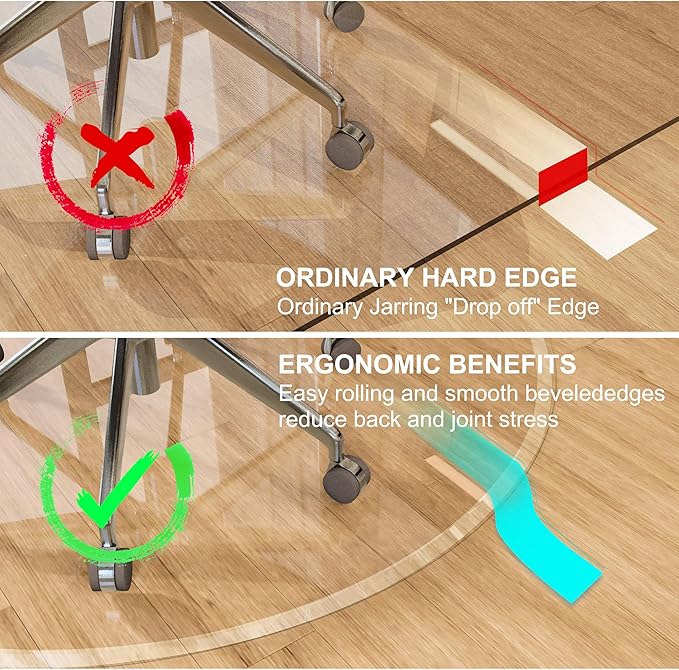 MESAILUP Beveled Edge 48" Round Chair Mat for Carpet or Hardwood Floor Crystal Clear, 48" x 48" for a Smooth Glide and Easy Roll On/Off, Heavy Duty and Non-Slip Floor Ultimate Clear Chair Mat