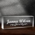 Premium Clear Engraved Acrylic Name Plate for Desk - Personalized Office Decor for Women or Men, Coworkers, Boss, Employee, Teacher (Engraved 2)