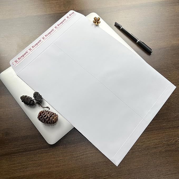 Xxcxpark 250 PCS 10x13 inches Security Catalog Envelopes Printable Self Seal Envelopes, Anti Tear White Kraft Envelopes for Invitation Cards, Pictures, Photos, Documents