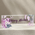 Personalized Name Plates for Office - Gifts for Teacher, Boss, Employee Appreciation - Office Desk Decor (Purple Bloom)