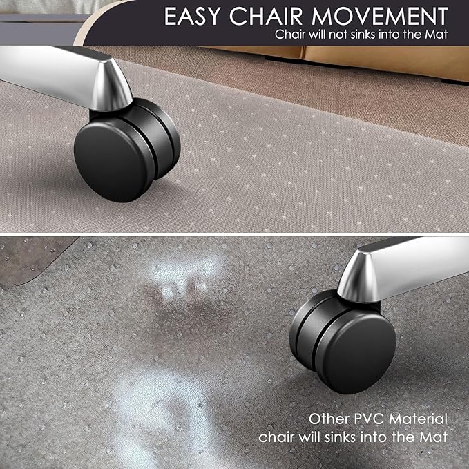Kuyal Office Chair Mat for Carpet, 2 Pack 32x 49 Clear Heavy Duty Computer Chair Mat, Under Desk Protector Carpeted Floors Mat, Easy Chair Movement,Ship Flat
