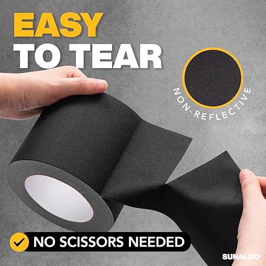 Gaffers Tape (4 Inch x 30 Yards) Easy to Rip, Residue-Free Professional Grade Floor Tape for Electrical Cords, Matte Finish Non Reflective, Weather Resistant (Black)