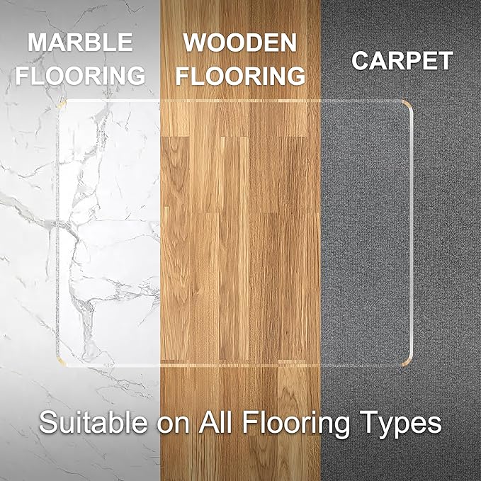 MESAILUP Beveled Edge Office Chair Mat for Carpet or Hardwood Floor Crystal Clear 36" x 48" for a Smooth Glide and Easy Roll On/Off, Heavy Duty and Non-Slip Floor Ultimate Clear Chair Mat Set of 3