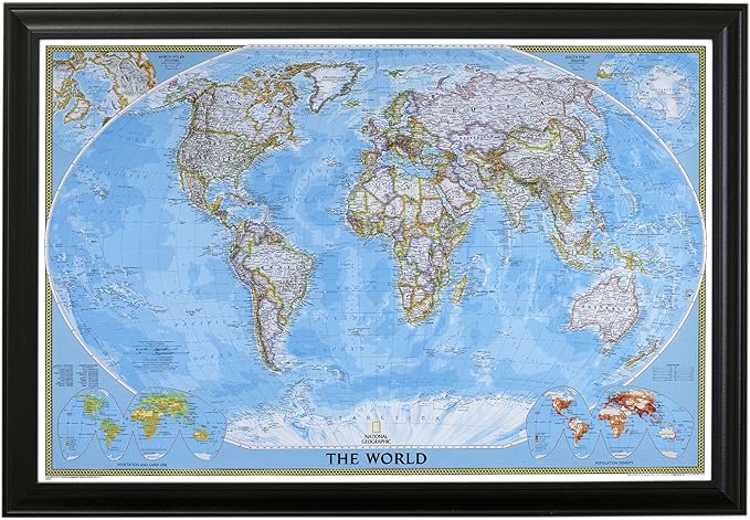 Push Pin Travel Maps - Classic World, Black with 150 Pins for Tracking Your Travels - 27.5" x 39.5" - 8 Handcrafted Options - Made in USA - Ideal for Any Traveler