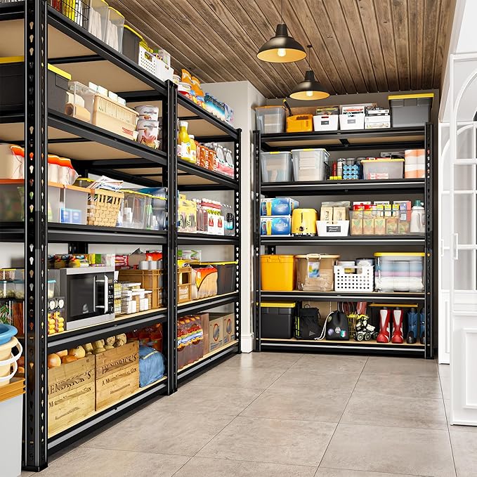 REIBII 2020LBS Garage Shelving Heavy Duty 5 Tier Storage Shelves Adjustable Garage Shelves, Utility Rack Shelf, Shelving Units for Storage Warehouse Pantry Closet, 35.5" W x 11.9" D x 72" H, 2 Pack