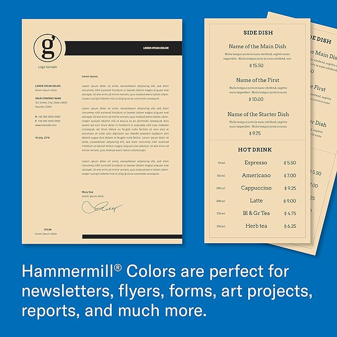 Hammermill Colored Paper, 20 lb Tan Printer Paper, 8.5 x 11-10 Ream (5,000 Sheets) - Made in the USA, Pastel Paper, 102863C