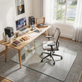 Homsion 45"x55" Tempered Glass Office Chair Mat for Carpet & Hardwood Floor, 1/5" Thick Clear Floor Protector Desk Chair Mat with Rounded and Polished Edges
