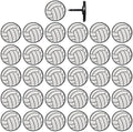 Volleyball Push Pins, for Cork Board, Maps, or Lapel Pin Use, Designed in The USA, Volleyball Pins, Set of 32