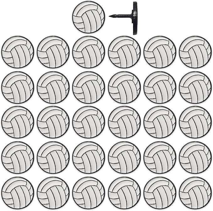 Volleyball Push Pins, for Cork Board, Maps, or Lapel Pin Use, Designed in The USA, Volleyball Pins, Set of 32