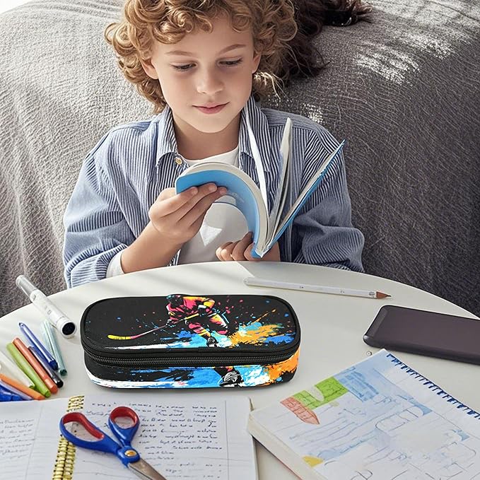 Hockey Pencil Case Pencil Pouch Large Capacity Pen Bag School Office Organizer Stationery Storage Box For Girls Boys Teen Kids