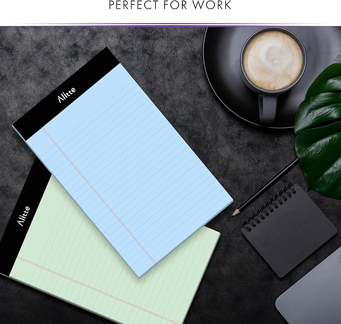Alitte 5x8 Small Notebooks – 12 Pack Narrow Ruled, Multicolor Perforated Note Pads with 50 Sheets Per Notepad, (No Ink Bleeding) Ideal Legal Pads for Writing, Note Taking, Home, Office, School