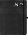 Planner 2026-2027 - Jul 2026 - Jun 2027, Planner Weekly and Monthly, Calendar Planner 2026-2027, 8.5" x 11", Leather Cover Planner with Thick Paper, Back Pocket with Notes Pages, Black