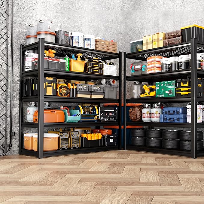 72" H Garage Shelving Heavy Duty Storage Shelves, 5-Tier Adjustable Metal Shelving Unit, Utility Garage Organizer Shelf for Basement, Pantry, Warehouse, Supermarket, 59" W x 19.7" D x 72" H