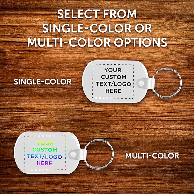 DISCOUNT PROMOS Tag Soft Plastic Keychains - 100 pack - Customizable Text, Logo - Small Key Tag Chain For Staying Organized - Rubber Key Ring Keychain – White