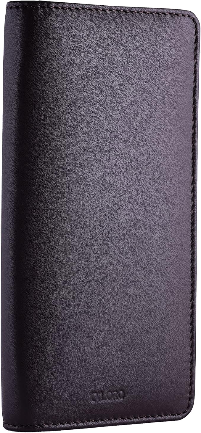 DiLoro Leather Zippered Triple or Quad Pen Case Pencil Pouch Holder for Three or Four Fountain Ballpoint Rollerball Pens or Glasses (Nappa Brown)