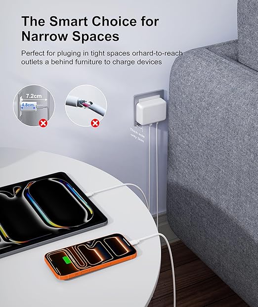 Fast Charger Block, GaN 6 Port USB C Charging Station Hub Cube, 100W Multiport Type C Wall Charger Power Strip Plug with PD 3.0+QC for iPhone13 14 15 16 17 Pro Max XR XS 8 7, Samsung, iPad, Table