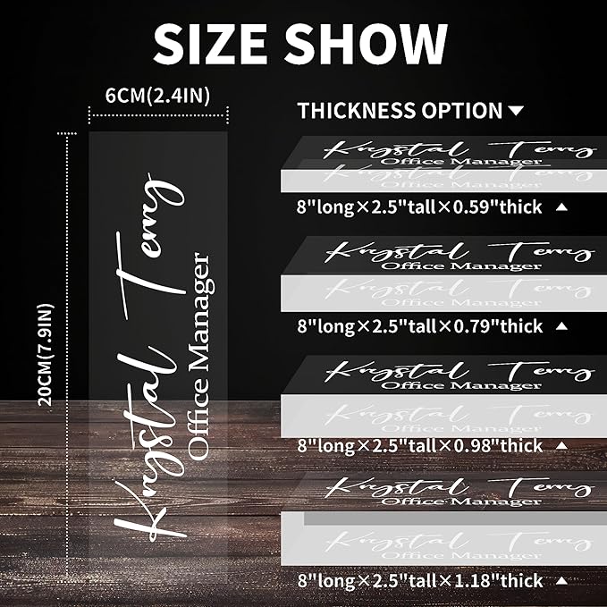 Personalized Name Plate for Desks, Custom Desk Name Plates, Acrylic Name Plate Office Desk Accessories, Personalized Office Gifts for Coworkers Teachers, Employee Appreciation Gifts (Engraved)