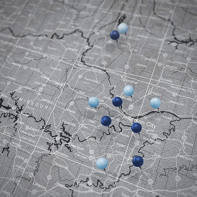 Conquest Maps Push Pin Missouri Map Board - With Push Pins to Mark Missouri Travel - Handmade in Ohio, USA - Design: Modern Slate