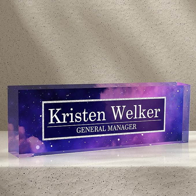 Personalized Name Plates for Office - Gifts for Teacher, Boss, Employee Appreciation - Office Desk Decor (Nebulae)
