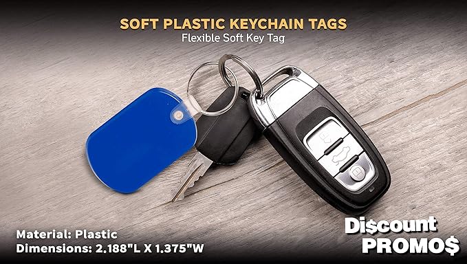 Tag Soft Plastic Keychains - 10 pack - Small Key Tag Chain For Staying Organized - Rubber Key Ring Keychain – Blue