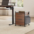 EUREKA ERGONOMIC 2-Drawer Mobile File Cabinet with Wheels, Solid Wood Rolling Storage Cabinet for Home Office, Space-Saving Under Desk Organization with Printer Stand, Walnut