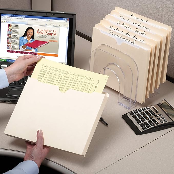 Smead File Jackets Letter Size for File Folders, Reinforced Straight-Cut Tab, 2" Expansion, Letter Size, Manila, 100 Per Box (75565)