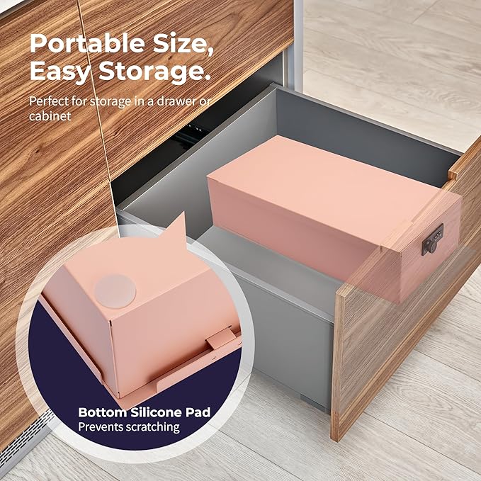 Volcora Cash Box Money Organizer - 15” x 7.5” x 4” Cashbox 5 Compartments Drawer Tray - Bills and Coin Slot with Combination Lock for POS Register, Kiosk, Retail, Personal and Business Use, Pink