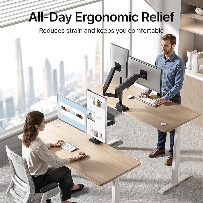 monTEK Dual Monitor Mount Tall Monitor arms for 2 Monitors for 17 to 35 Inch Curved Screen Holds 35 Lbs Adjustable Heavy Duty Monitor Desk Mount Cable Management, VESA 75/100mm, MA1007PBK-D