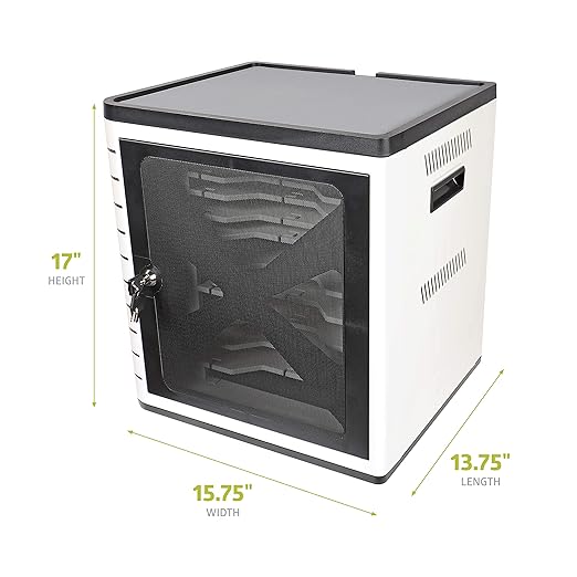 Pearington Fully Assembled 10 Device USB Charging, Syncing and Storage Cabinet for iPads, Chromebooks and Laptops Up to 10.1-inch Screen Size, Surge Protection, Locking Front Door, DT310PS