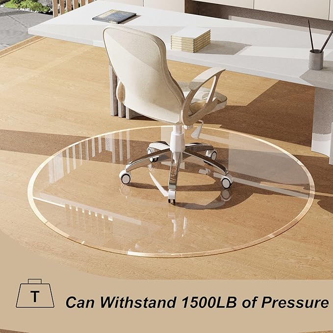 MESAILUP Beveled Edge 48" Round Chair Mat for Carpet or Hardwood Floor Crystal Clear, 48" x 48" for a Smooth Glide and Easy Roll On/Off, Heavy Duty and Non-Slip Floor Ultimate Clear Chair Mat