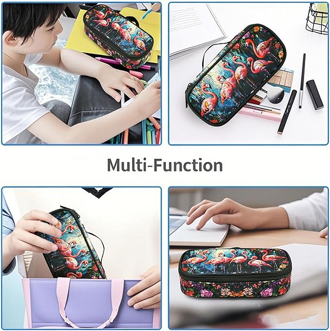 Flamingos Pencil Case Pencil Pouch Large Capacity Pen Bag School Office Organizer Stationery Storage Box For Girls Boys Teen Kids