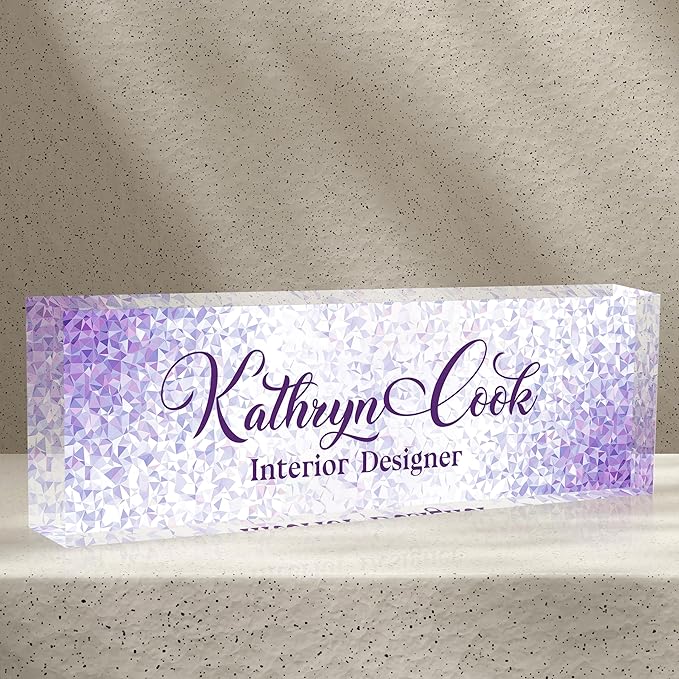 Name Plate for Desk-Personalized Name Plates for Desk-Name Plate Personalized for Office-Gifts for Teacher Boss Employee Appreciation Office Desk Decor (purple diamond), MYDZBJMT1009