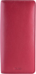 DiLoro Leather Zippered Triple or Quad Pen Case Pencil Pouch Holder for Three or Four Fountain Ballpoint Rollerball Pens or Glasses (Nappa Red)