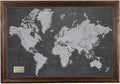 Personalized Stormy Dreams World Travel Map with Solid Wood Brown Frame