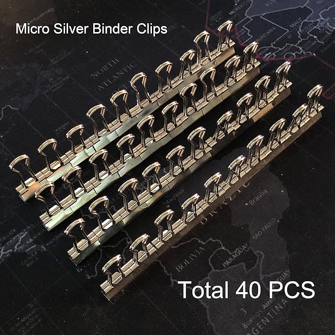 nctinystore Micro Silver Binder Clips Micro Metal Clamp 1/2 inch Width (Silver, 40 PCS) Micro Size (Clip Horizontal Width 1/2inch)