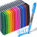 TOMPEN Permanent Markers Fine Tip 240 Pack Bulk,16 Assorted Colors,Waterproof Permanent Marker with Quick Drying on Valentine's Day card,Wood,Plastic,Paper,Metal,Mirror for Office School Classroom