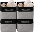 DECOMOMO Storage Baskets for Shelves - Fabric Storage Bins, Linen Closet Organizers and Storage (Grey & Black, Large - 4 Pack)
