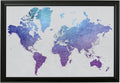 Push Pin Travel Maps - Vibrant Violet Watercolor World - Black Frame Framed Pin Map for Tracking Your Travels - 27.5" x 39.5" - 8 Handcrafted Frame Options - Made in USA - Ideal for Any Traveler