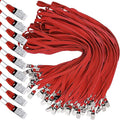 Hoolerry 300 Pcs Lanyards Clips Bulk for ID Name Badge Holder Lanyards Flat with Swivel Hook for Office School(Red)