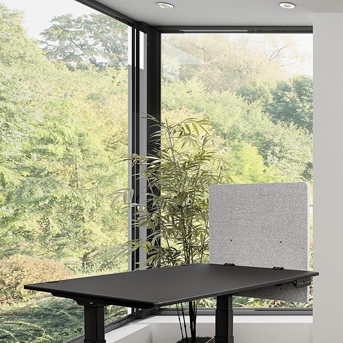 Stand Up Desk Store ReFocus Clamp-on Acoustic Desk Divider Privacy Panel That Reduces Noise and Visual Distractions (Cool Gray, 23.6" x 23.6")