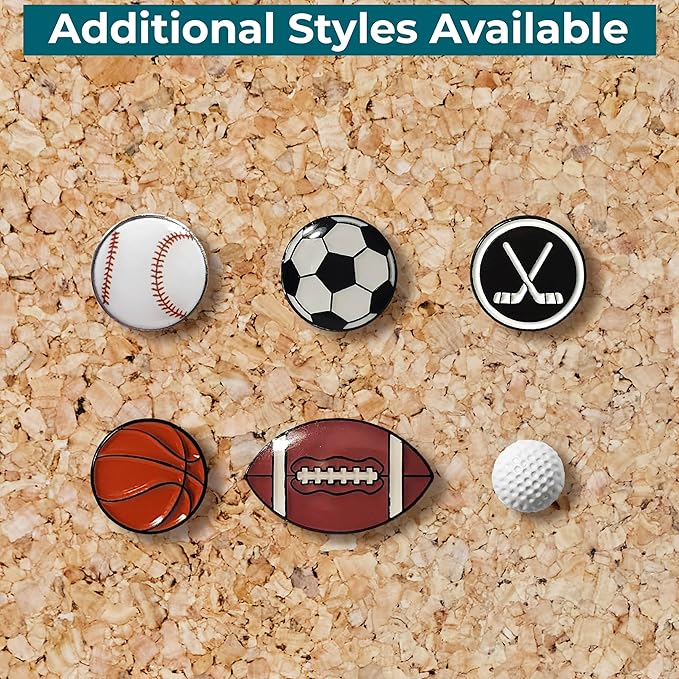Baseball Push Pins, for Cork Board, Maps, or Lapel Pin Use, Designed in The USA, Baseball Pins, Set of 32