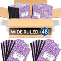 EPI 48 Pack - Purple Marble Composition Notebook - Wide Ruled 200 Page Note Book - 9.75 x 7.5 Inch Hardcover Journal with Sewn Binding for Secure Pages - Classroom Back To School Supplies