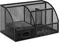 Amazon Basics Pen Holder and Desk Organizer, Office Caddy Storage, Black, ‎9.1" x 5.9" x 5.5''