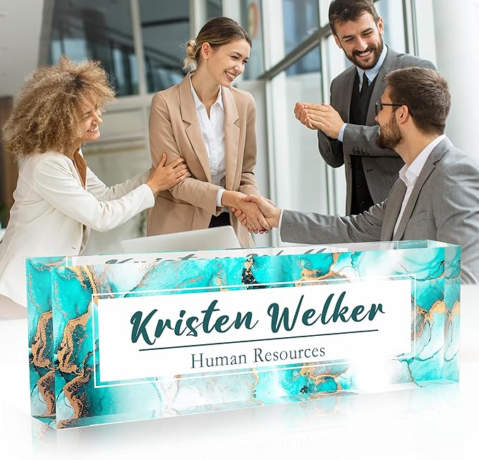 Custom Name Plate for Desk, Desk Name Plate Personalized Office Desk Decor for Women Men, The Office Gifts Employee Appreciation Gifts for Boss, Manager, Teacher, Nurse, Acrylic Desk Accessories