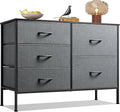 WLIVE Dresser for Bedroom with 5 Drawers, Wide Storage Dresser with Drawer Organizers, Chest of Drawers, Fabric Dressers for Living Room, Closet, Hallway, Dark Grey
